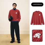 GXG | เสื้อสเวตเตอร์ Chenille สีแดงสำหรับผู้ชาย