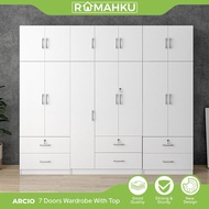 RUMAHKU GIANT 10X8FT 8 DOOR WARDROBE WITH TOP SHELF / DRAWERS / ALMARI BAJU
