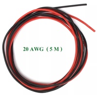 20AWG 18AWG 16AWG 14AW 12AWG  10AWG  5 เมตร สายไฟสิลิโคน (สีดำ 2.5 เมตร + สีแดง 2.5 เมตร )