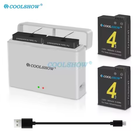 1800mah Battery for DJI Osmo Action 5 / 4 / 3 Battery Charger Action Camera for Osmo Action4 Action5
