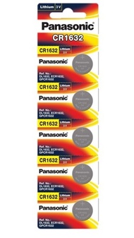Panasonic CR1632 3 Volt Lithium Coin Battery (Pack of 5)