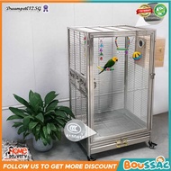 BOUSSAC 304 Stainless Steel Luxury Villa Bird Cage Splash-Proof Transparent Glass Large Large Parrot