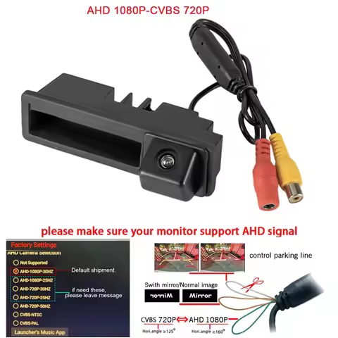 1920*1080P AHD Car Trunk handleSwitch Camera for Audi A1 A3 A4 B7 B6 S5 A6L Q5 Q7 8P A6 C6 Rear Came