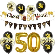 60th Birthday 50th Birthday Pull Flag Balloon Set Black Gold 30th Birthday 40th Anniversary Party De
