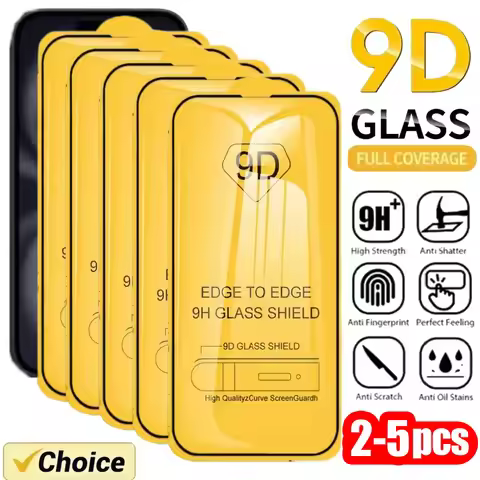 2-5PCS 9D Hardness Tempered Glass For iPhone 18 Pro Max 17 16 15 Plus 14 13 Mini 11 12 8 7 6 X XR XS