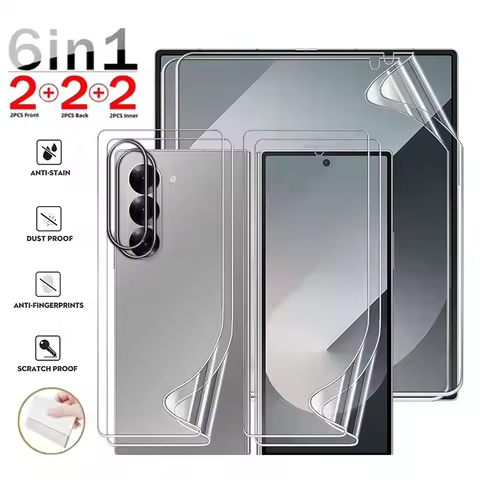 6in1 Hydrogel Film For Samsung Galaxy Z Fold 6 5 4 3 Screen Protector On Galaxy Z Fold6 Soft Front B