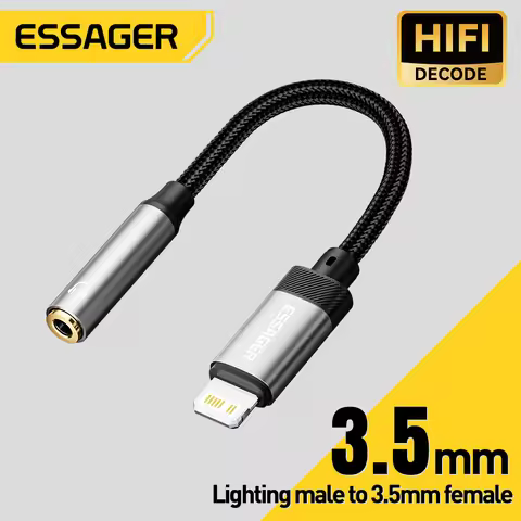 Essager Lightning to 3.5mm jack Audio Adapter Headphone Aux Cable USB Type C to 3.5 Adapter OTG Type