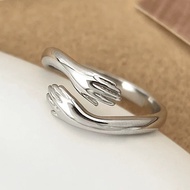 S925 Silver Ring Men Women Same Style Love Hug Ring Couple Ring Gift Adjustable