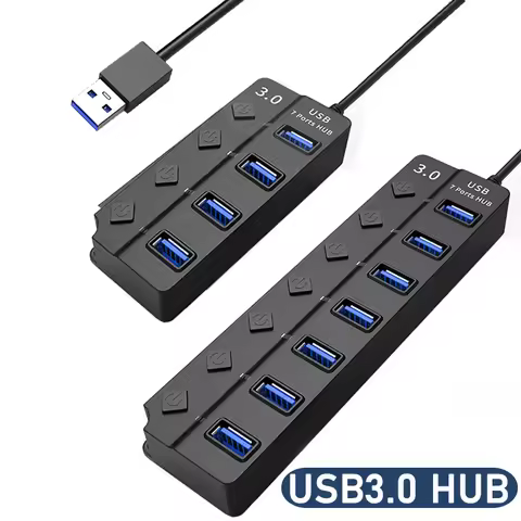 USB 3.0 Power Adapter 4/7 Port Multi USB Splitter Hub USB Hub 2.0 USB Multiple Expander Switch 30CM 