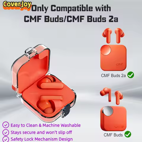 CoverJoy For CMF Buds/Buds 2a Case Hard PC Shell Clear Protective Cover with Lanyard for Earbuds Hea