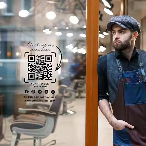 Custom QR Code Vinyl Decal - Social Media, Website Sticker, Business, Window Decor Self Adhesive, Re