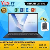 ASUS Vivobook 16 M1607K-AMB075WS (R7 AI-350 512GB SSD 16GB DDR5 WIN11 16" WUXGA) LAPTOP