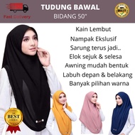 TUDUNG BIDANG 50"VIRAL-TUDUNG LABUH DEPAN BELAKANG-BAWAL INSTANT TAYA BEADS BIDANG 50 KHIMAR CHIFFON