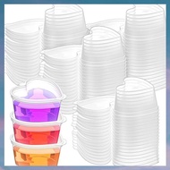 [hotkeystore.] 100 Sets 1.5 Oz Clear Heart Shaped Jello Cups with Lids, Small Condiment Containers, 
