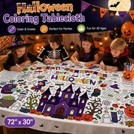 YTAR  Halloween Coloring Tablecloth Giant Kids DIY Colorable Paper Table Cover with Castle Spider We