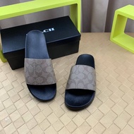 (READY STOCK 🇲🇾 ) SANDAL COACH PREMIUM QUALITY SELIPAR SANDALS SLIDES LELAKI HITAM MEN MAN SANDAL