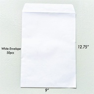 50 pcs A4 White Envelope 100 gsm Non Peel & Seal 9" x 12.75" 229mm x 324 mm - Non Window  - Brand Bu