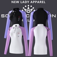Long sleeve women's golf t-shirt tit stretch slim fit sweatshirt color block golf jersey fashionable women's tops J.LINDEBERG Titleist DESCENNTE Korean Uniqlo ❣☍☍