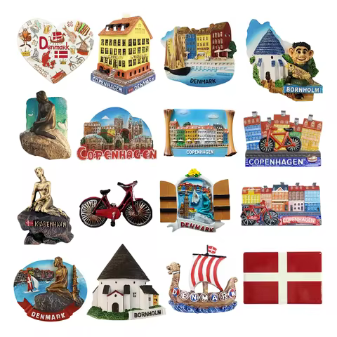Europe Denmark 3D Refrigerator Magnets Fridge Magnetic Tourist Souvenir Decoration Articles Handicra