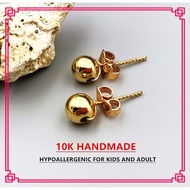 PIA HANDMADE US GOLD 10K HYPOALLERGENIC EARRING AUTHENTIC FOR KIDS AND ADULT