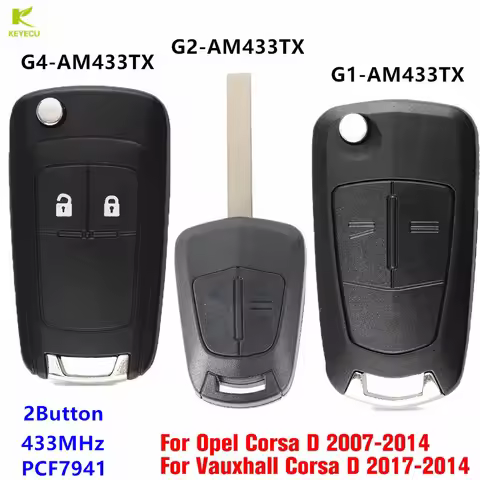 KEYECU Replacement Uncut Remote Key FOB 2Btn 433MHz PCF7941 for Opel/Vauxhall Corsa D 2007-2014 G1-A
