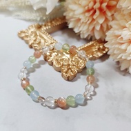 晨曦-能量水晶手鍊-魔鬼髮晶/白兔毛/橙月光/葡萄石/海藍寶