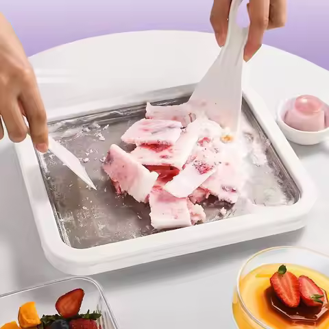 Ice Cream Roll Maker Machine With 2 Scrapers Ice Cream Maker Plate Multifunctional Cold Sweet Fried 