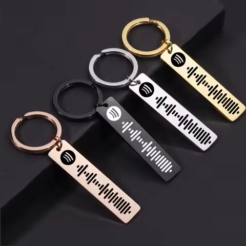 Custom Spotify Code Keychain Stainless Steel Personalized Engrave Music Scan Code For Women Men Gift