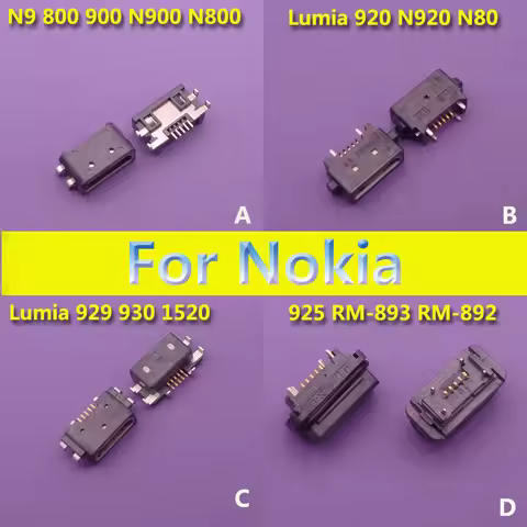 1pc Micro USB Jack for NOKIA N9 lumia 800 900 N900 N800/920 N920 N80/929 930 1520/925 Charger Connec