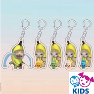 Funny and Lovely 4cm Keychain of a Cat Wearing a Book Eating a Banana Meat in 199 NLPSHOP