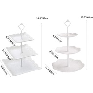 2 Set 3-Tier White Dessert Cake Stand, Plastic Pastry Stand Small Cupcake Stand Cookie Tray Rack Can