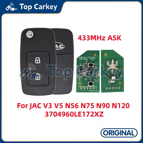TopCarkey Original Flip Remote Key 433MHz ASK for JAC V3 V5 N56 N75 N90 N120 Truck Urban HFC1121 Tru