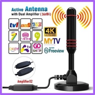 2X AMPLIFIER HIGH GAIN 36DBi HD DIGITAL INDOOR OUTDOOR BOOSTER ANTENNA FREEVIEW MYTV DVB-T2 AERIAL D