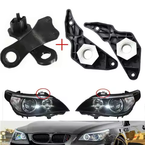 4pcs Car Headlight Bracket Mount Holder Clips Right+Left For BMW E60 E61 525i 530i 540i 545i 550i 63