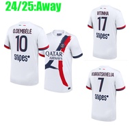 24/25 Paris PSG Away Jerseys Kvaratskhelia O.Dembele Hakimi Vitinha Leekang In Barcola Soccer Clothe