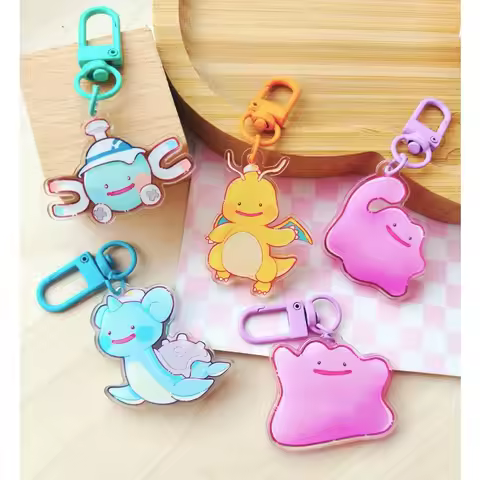 Keychain for Ditto Charm Set Poke Charms Gaming Acrylic EeveebAnime Cartoon DIY Collection Toys Gift