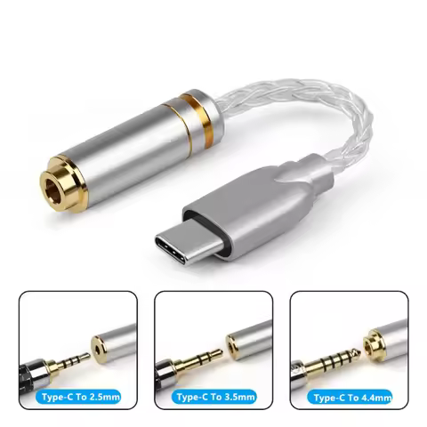 DAC Type C To 2.5mm 3.5mm 4.4mm Female Headphone Converter ALC5686 Earphone Cable Jack Audio USB C 3