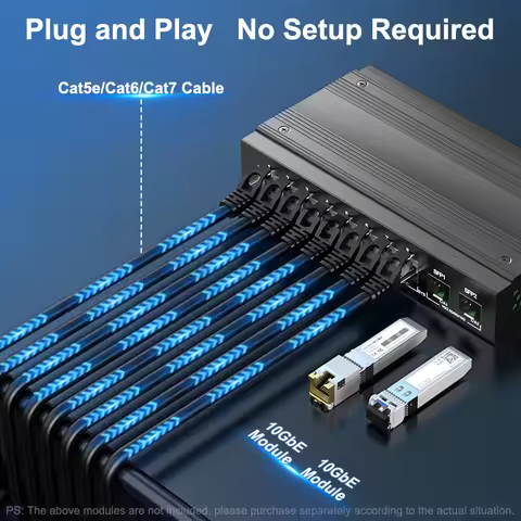 HORACO 2.5Gb Ethernet Switch 8 Port 2.5GBASE-T Unmanaged Network Switch with 2 SFP+ Port Plug and Pl