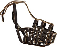 Secure Genuine Leather Mesh Dog Basket Muzzle - Doberman Male, (Circumference 14", Snout Length 3.5"