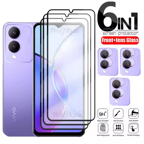 6-in-1 For Vivo Y17S Glass For Vivo Y17S Tempered Glass Phone Film Full Cover Glue 9H Screen Protect