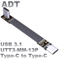 USB3.1 Flat Data Soft Expansion Cable C Male type-c Angle 90 Degree ADT gen2x1 10g