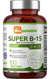 Super B-15 100 Vcaps - Niacin Calcium Choline Inositol DMG TMG - Supports Healthy Oxygen Energy Leve