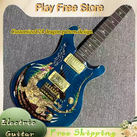 PRS Electric Guitar Customized Dragon Pattern Design Peach Blossom Heart Xylophone Body Rosewood Fin