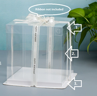 Clear Transparent PET Square Cake Box 10 inch (Suitable for Cake size 10") With White Base (5pcs/lot