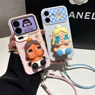 3D Crybaby Doll Figure With Detachable Hand Wrist Strap Cute HeartChecker Print Casing For iPhone 17
