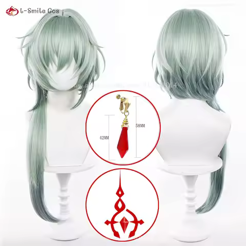 Anaxa Cosplay Wig HSR Cosplay 75cm Green Gradient Wigs Heat Resistant Synthetic Hair Anime Costumes