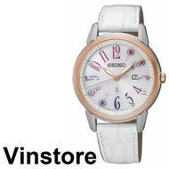 [Vinstore] Seiko Lukia Solar SUT304J1 Limited Edition Leather Strap White Patterned Dial Women Watch SUT304 SUT304J