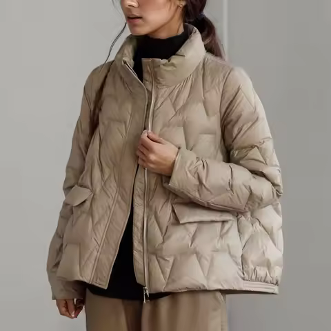 2023 New Autumn Winter Coat Female Ultra Lightweight Packable Down Coat Solid Color Turtleneck Cotto
