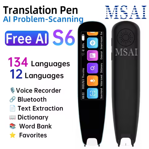 MSAI S6-AI Free AI Scan Translator Pen 12 Languages Scan to Text 134 Online Voice Translation Vocabu