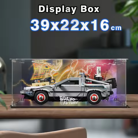 Acrylic Display Box for Lego 10300 Back to the Future Time Machine Dustproof Clear Display Case (Leg